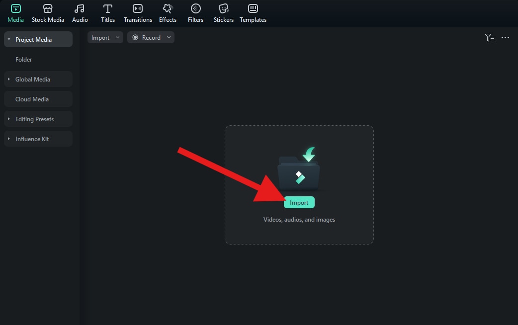 import files to filmora project pc