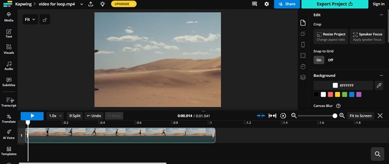create loop video online on kapwing