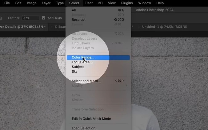 head to the color range window