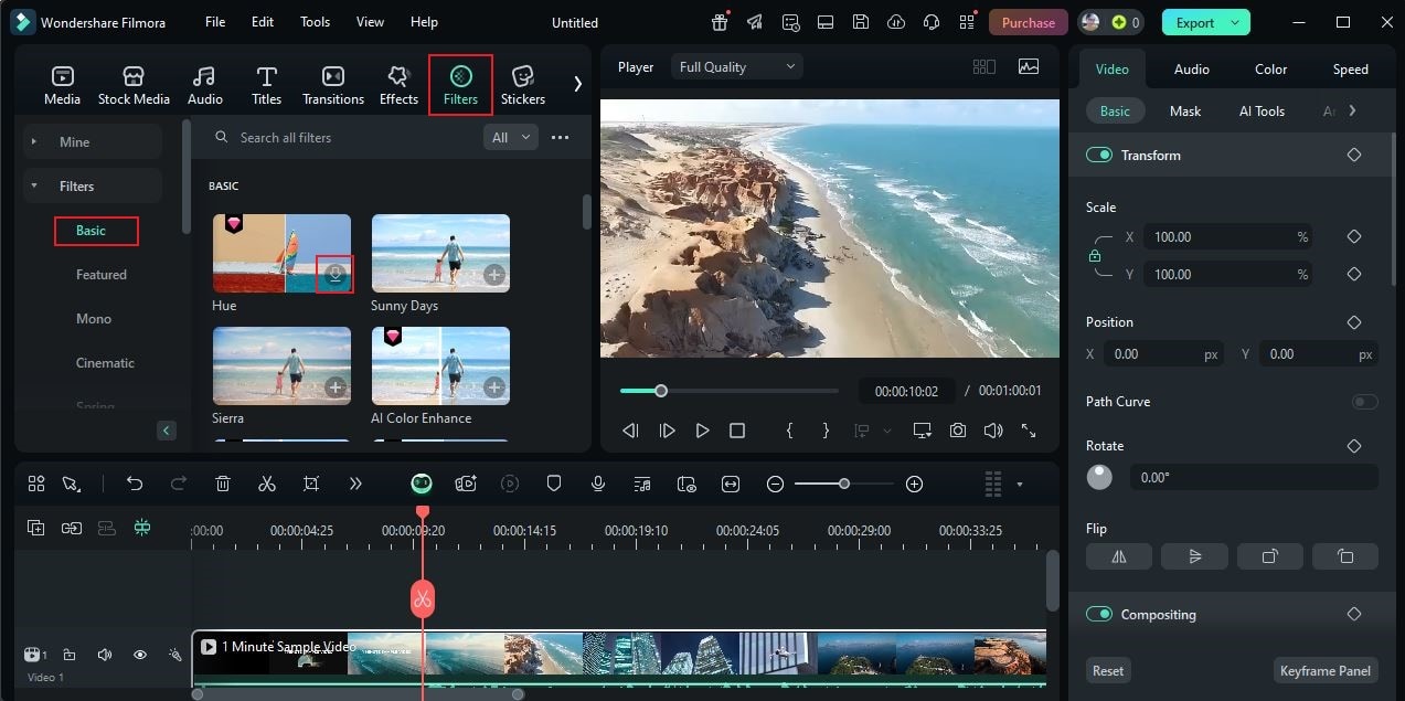 select and download video filter