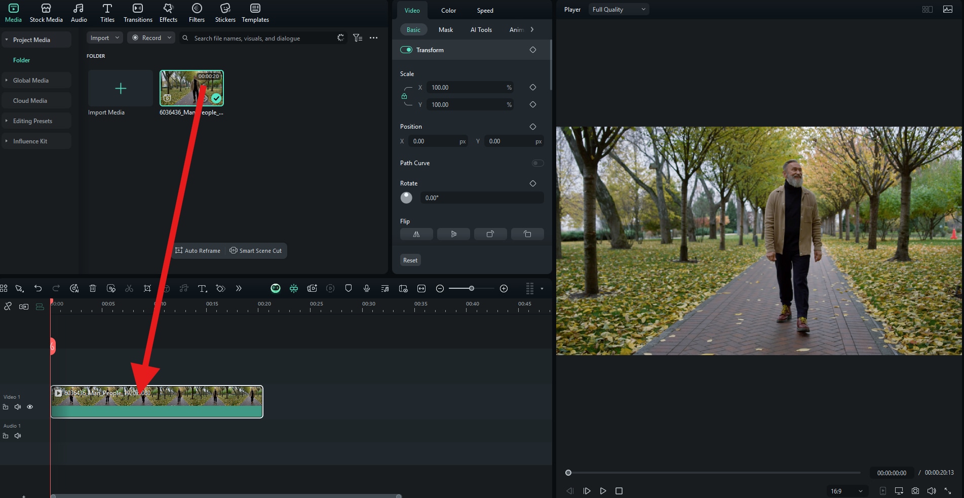 drag video to timeline filmora pc