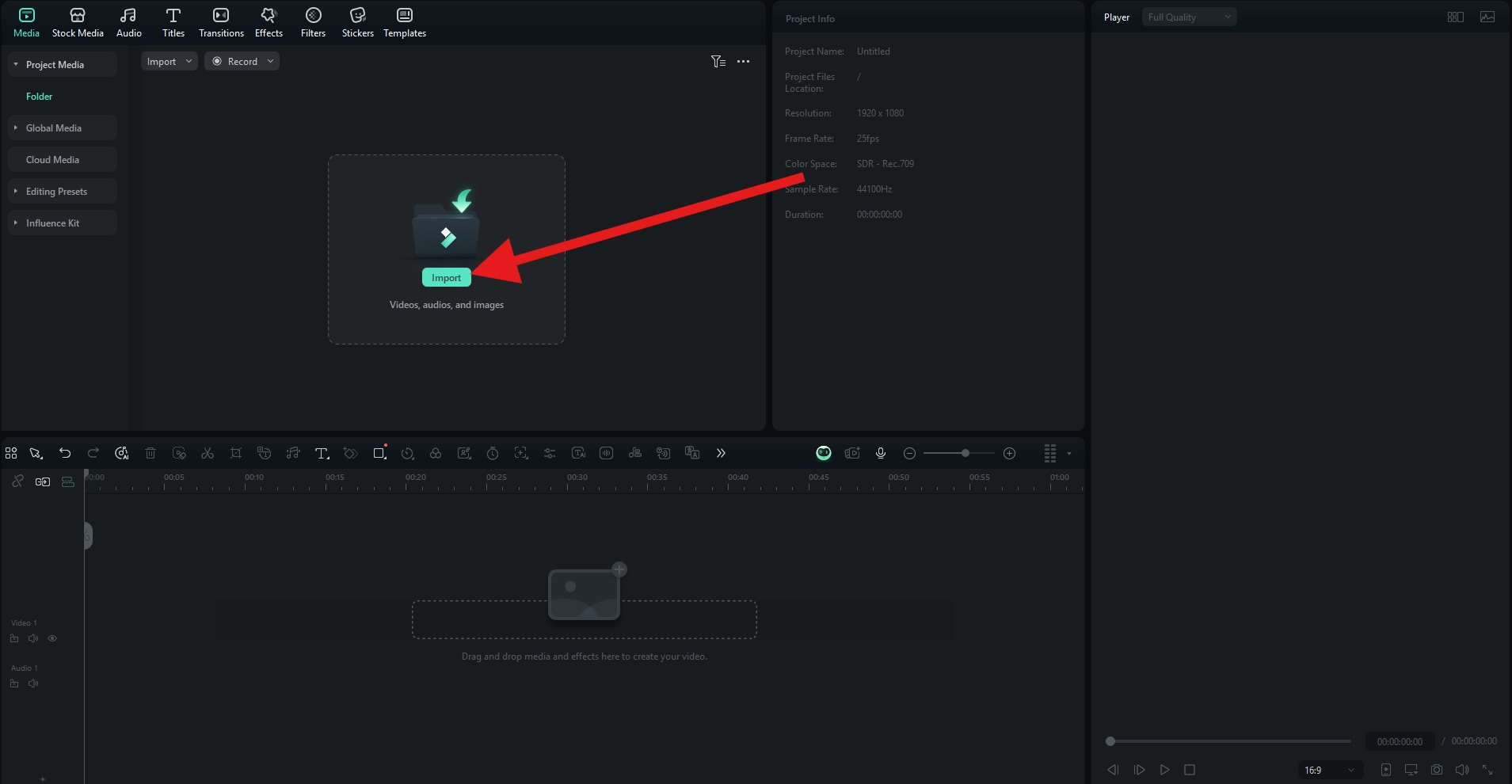 import video files to filmora pc
