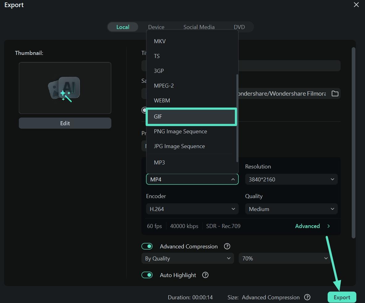 choose gif and export