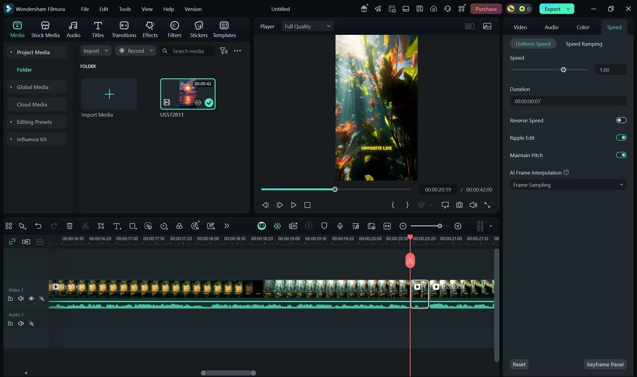 speed adjustment features filmora