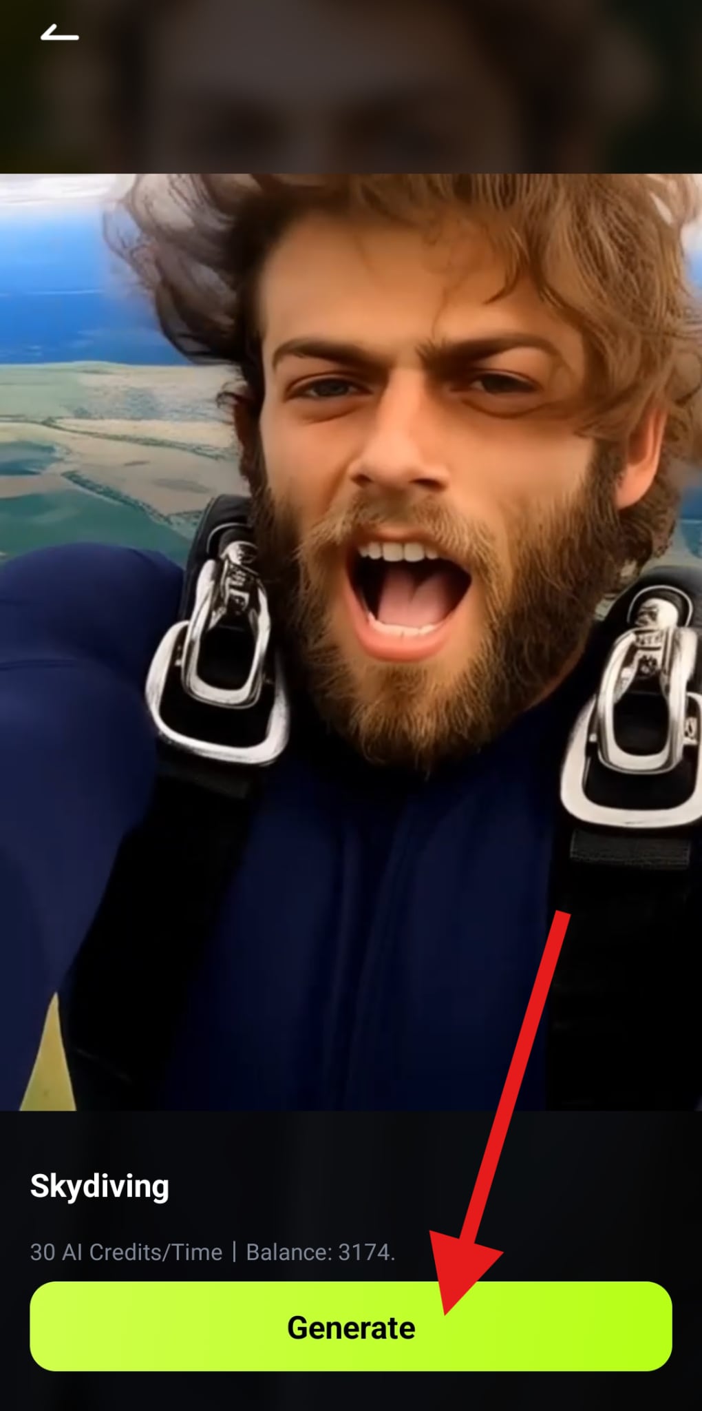 generate a skydiving video filmora app