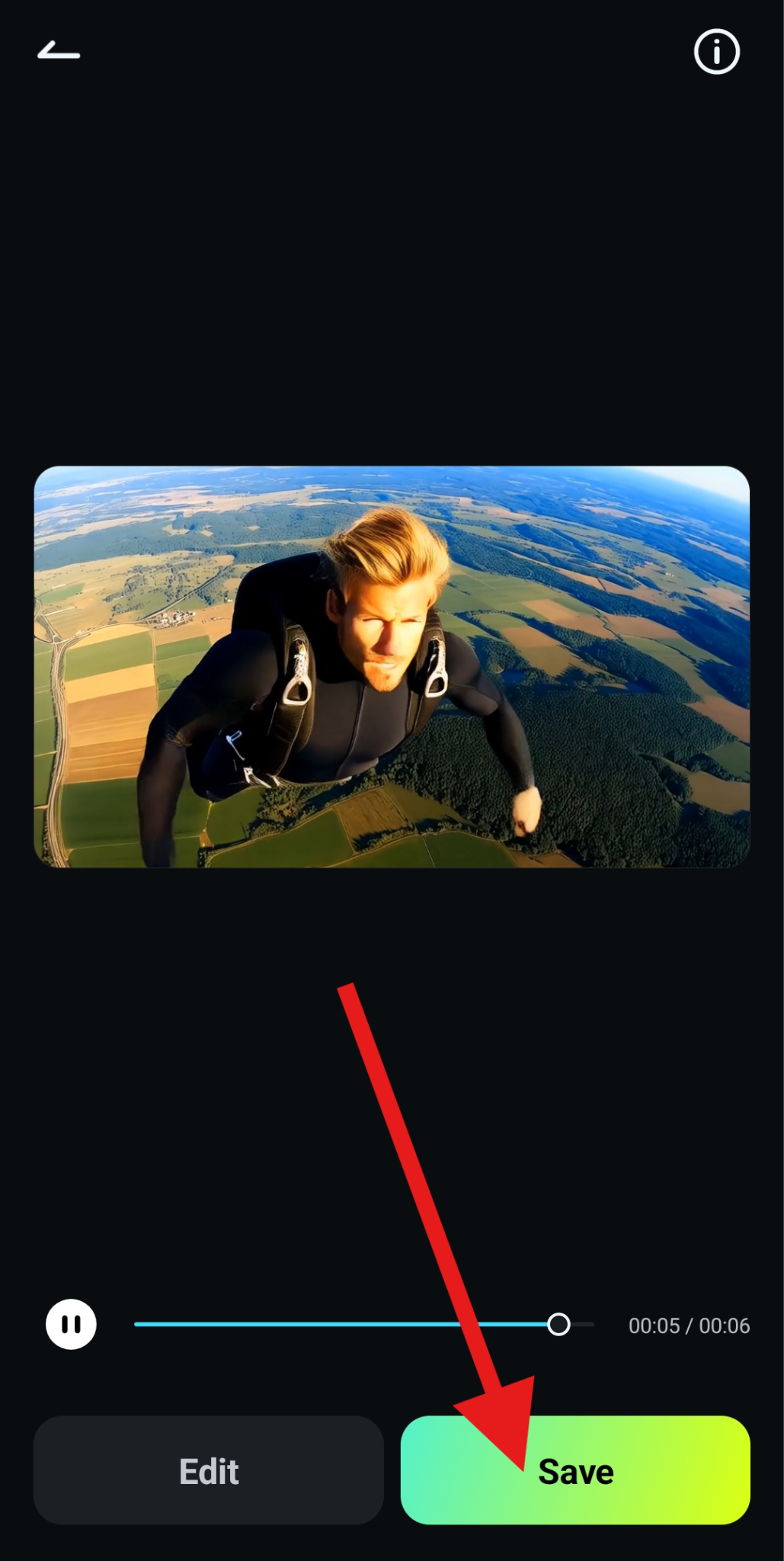 save ai skydiving video to device