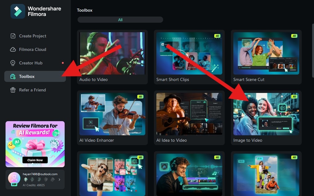 activate image to video feature filmora