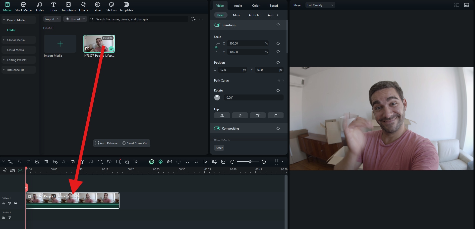 drag media files to editing timeline
