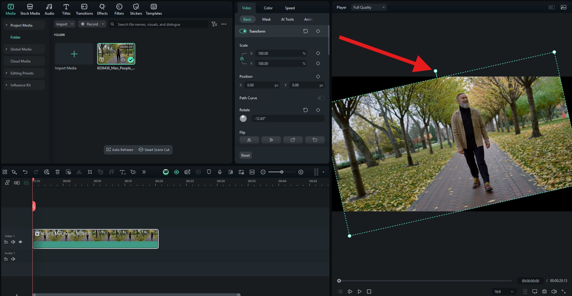 tilt and resize video preview section