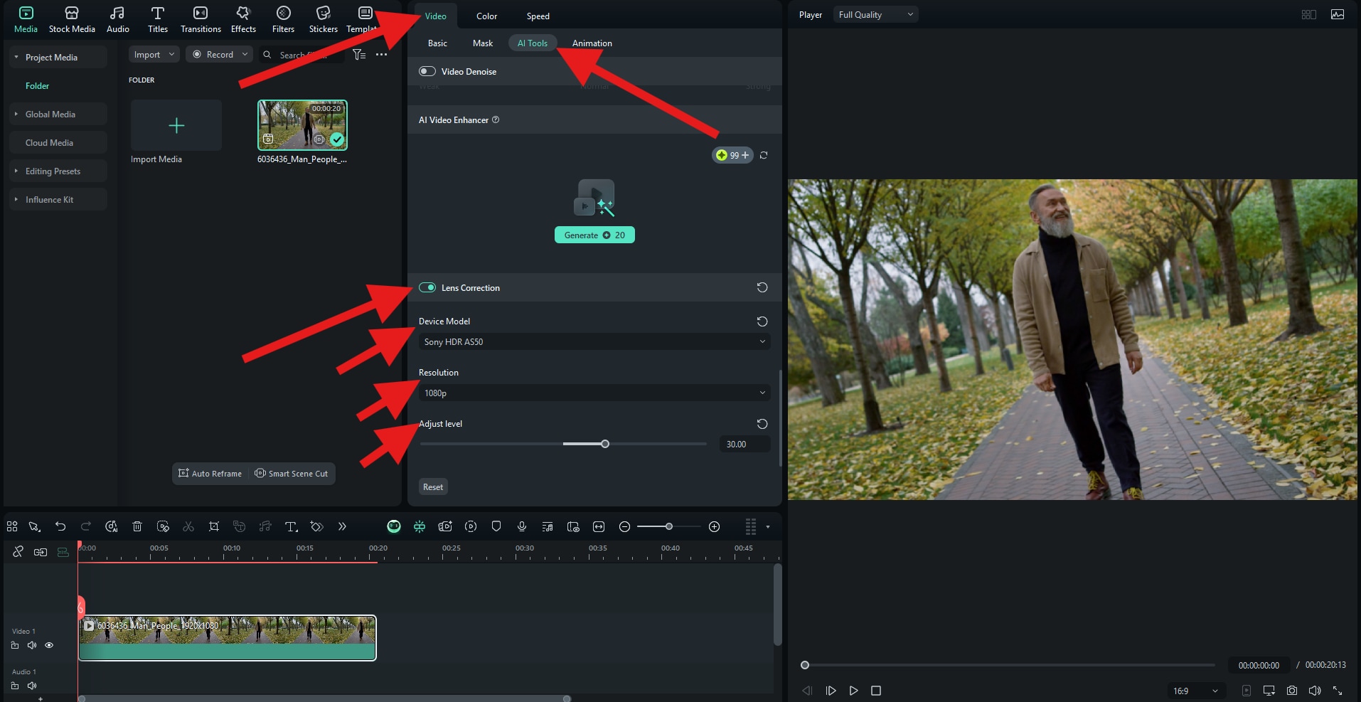 activate and customize ai lens correction