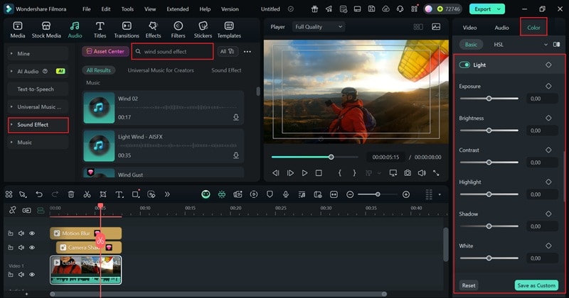 customize color and lighting to video