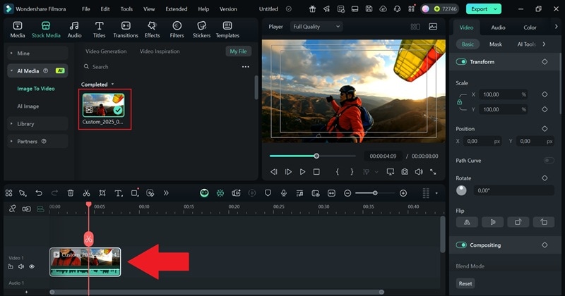 drag ai video to the timeline