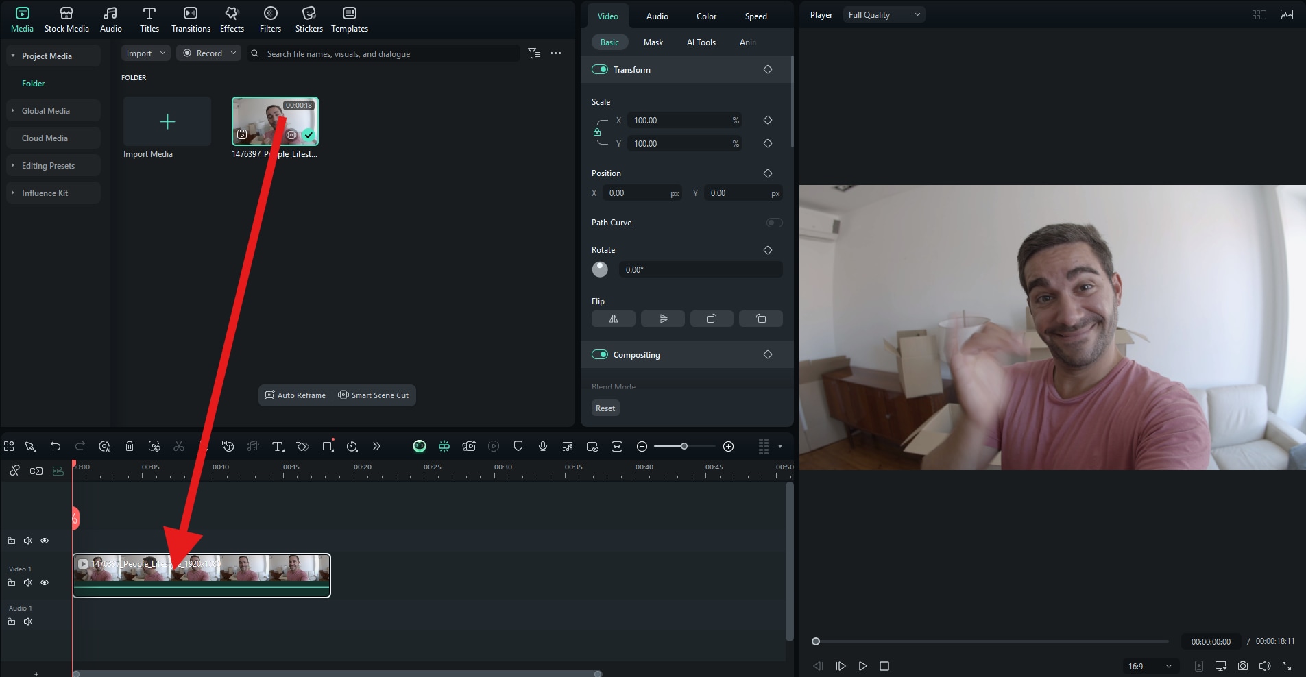 drag media to timeline filmora pc