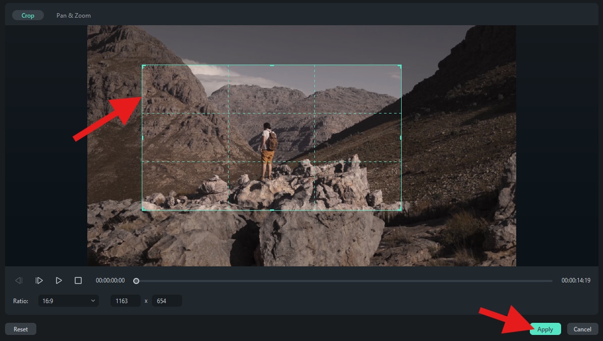 use crop and zoom feature filmora