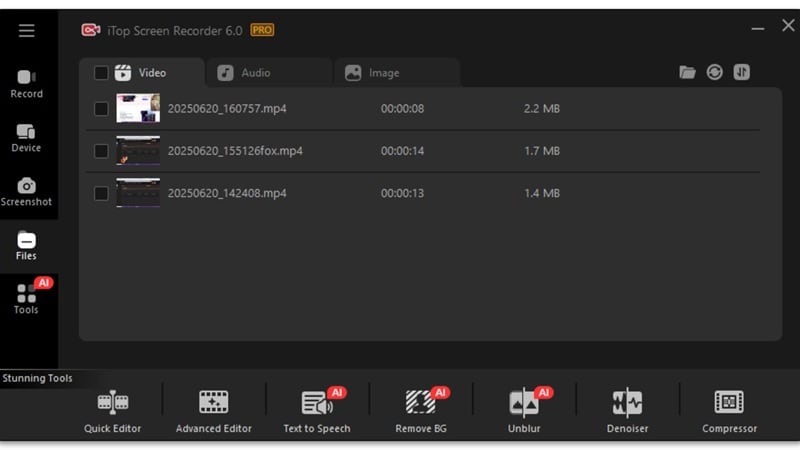 find your recording in files menu