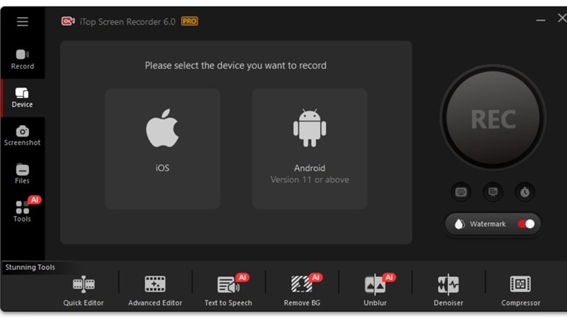 record screen mobile using itop