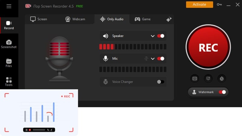 record audio menu in itop