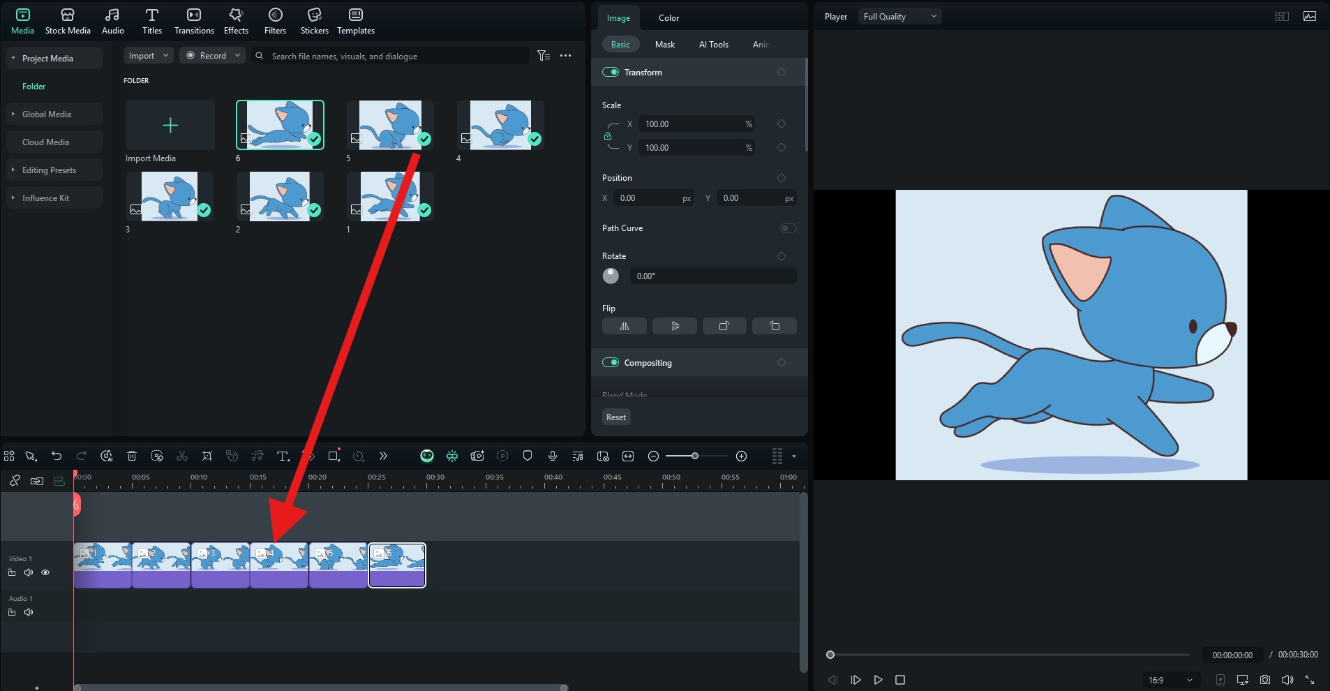 drag files to video editing timeline
