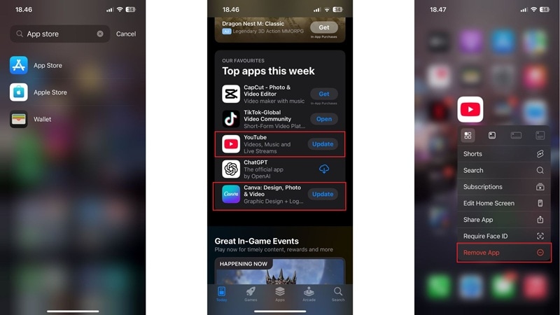 update and reinstall some apps
