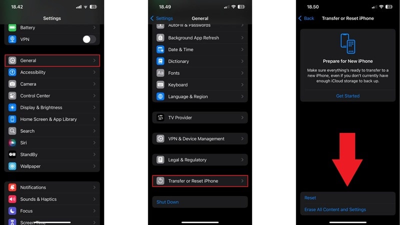 reset all settings on iphone