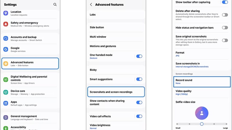 adjust screen recording settings