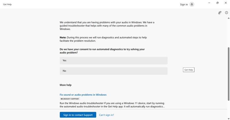 let windows check for audio issues