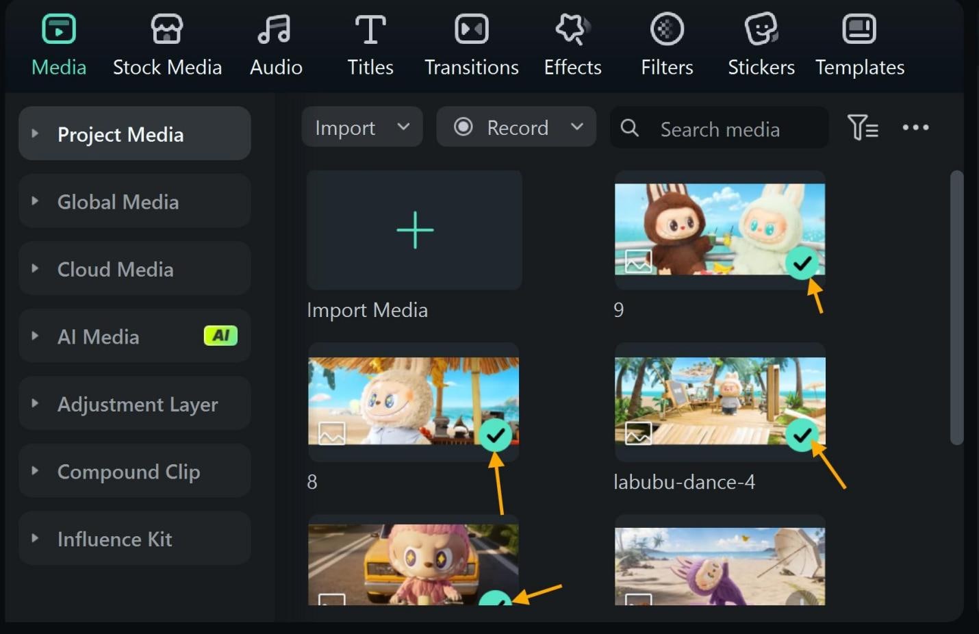 import clips into filmora