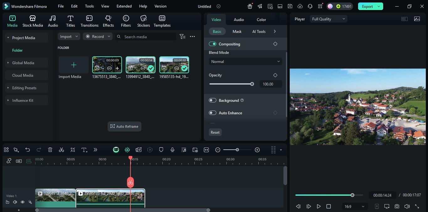 arrange clips on timeline