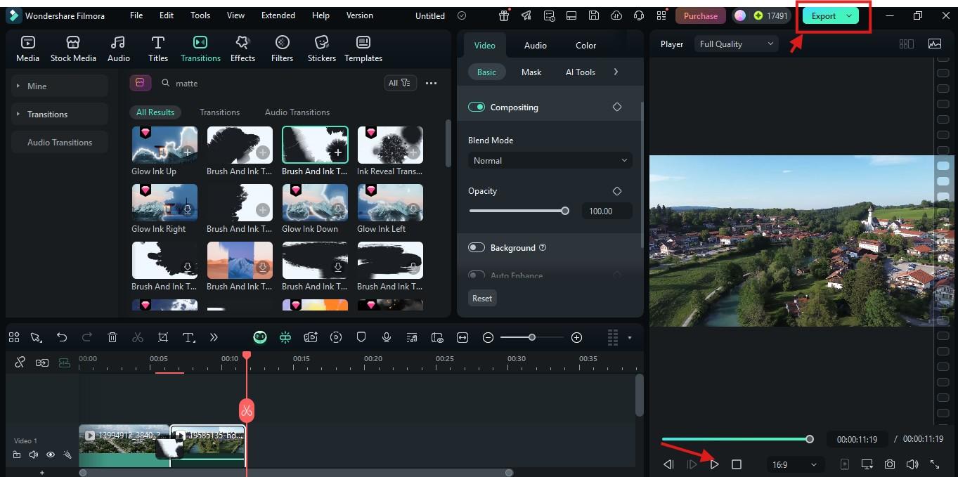 editing and exporting clip