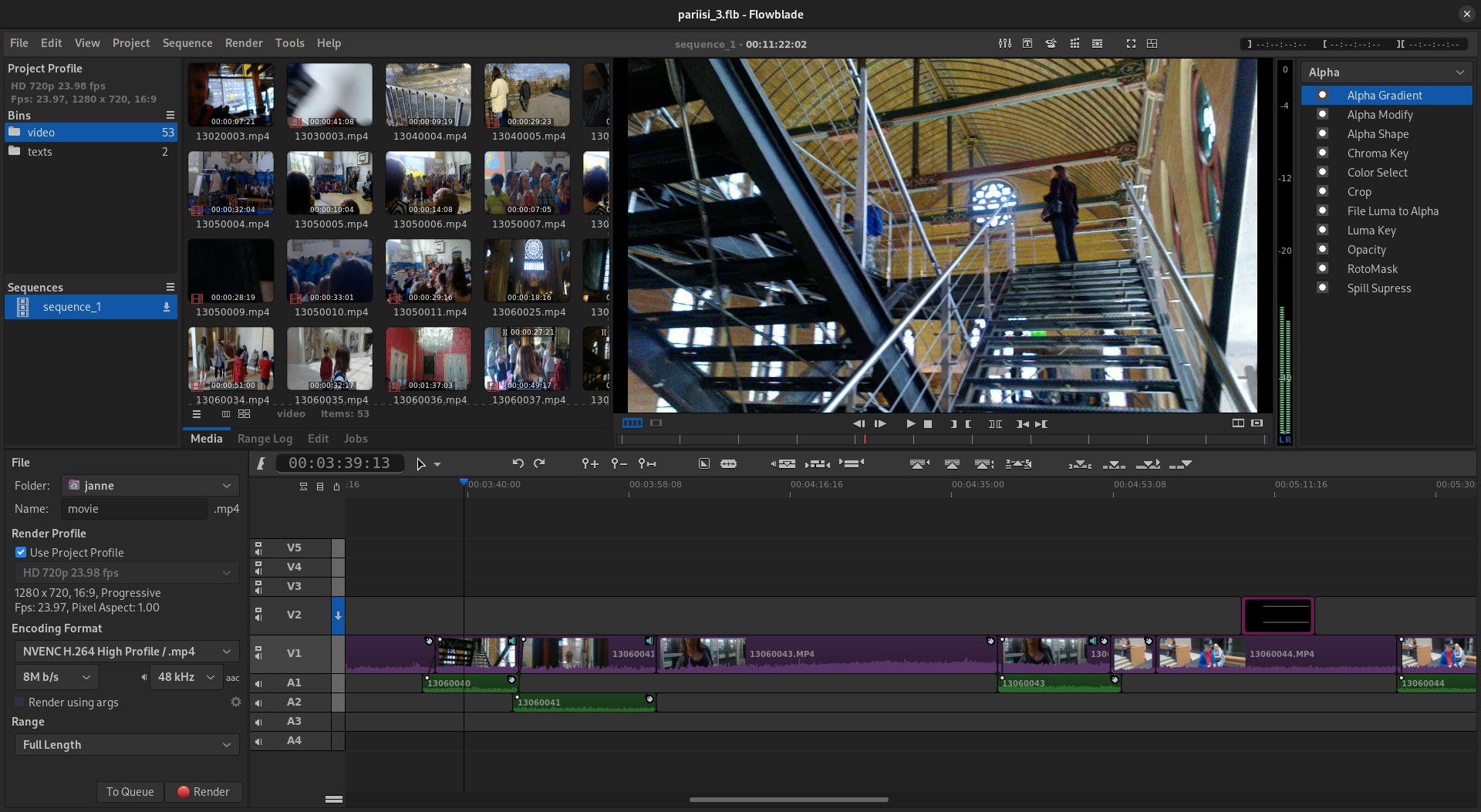 flowblade free video editing feature