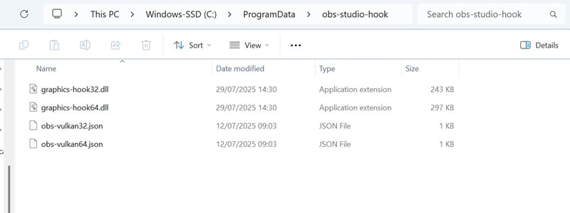delete obs game hook files