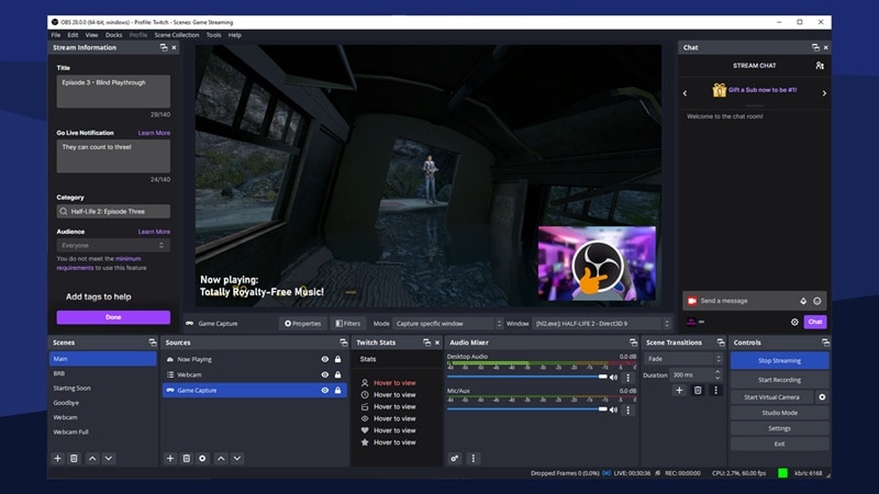 capture game using obs