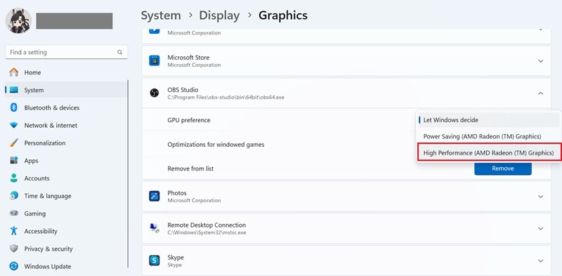 set gpu to high performance