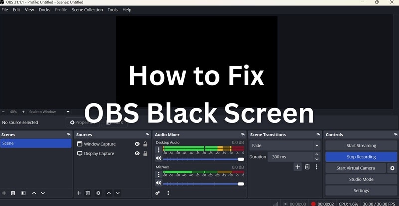 how to fix obs black screen