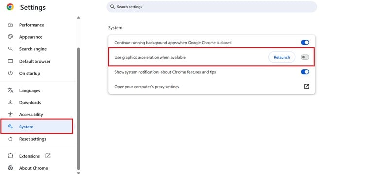 disable hardware acceleration in other apps