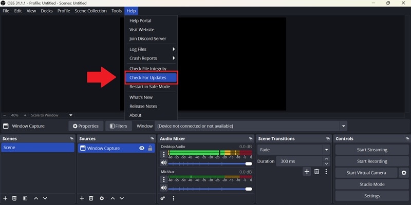 check for obs updates