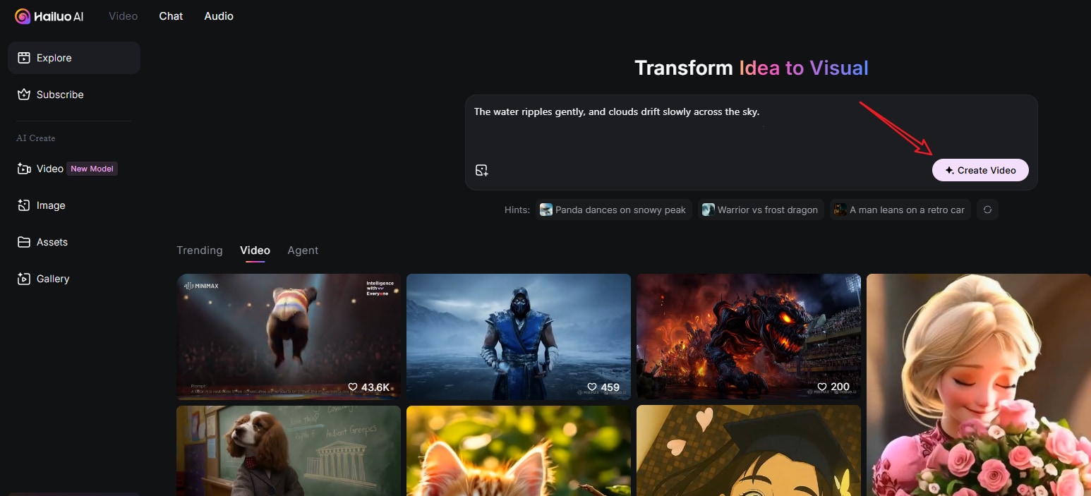 generate videos on hailuo ai