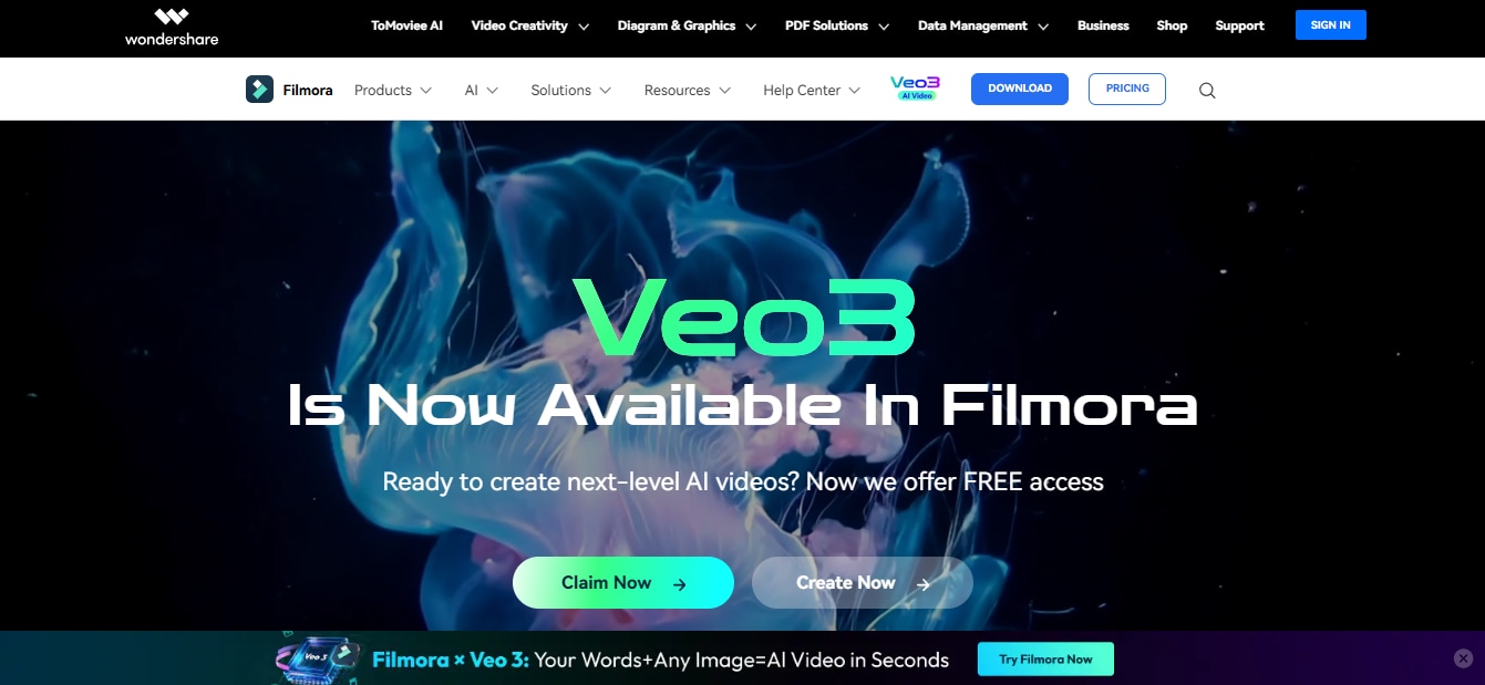 filmora has veo3