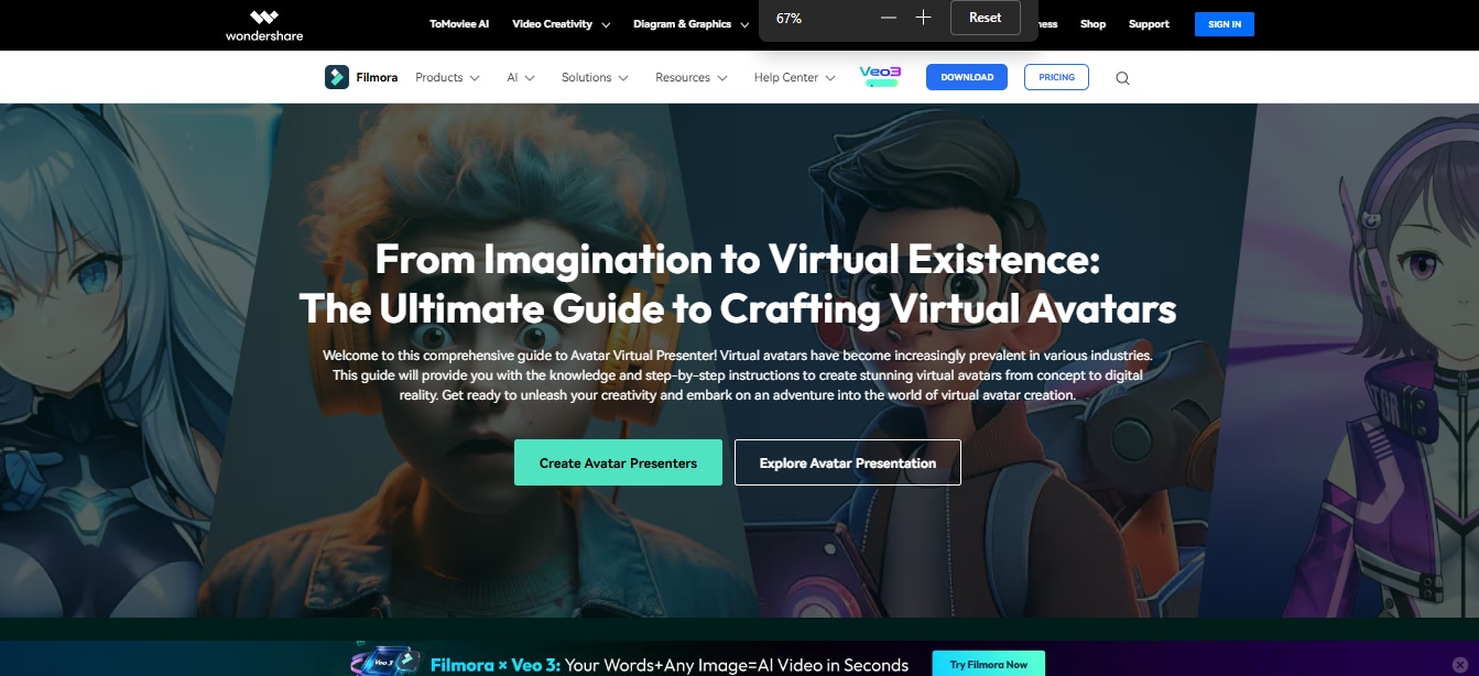 filmora virtual avatar