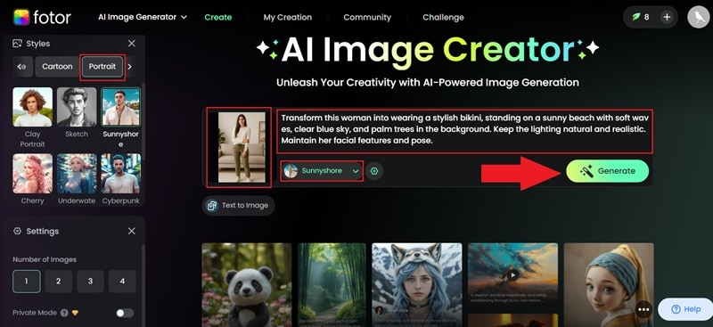 select style and generate