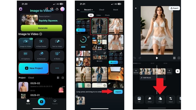 select filter tab on filmora