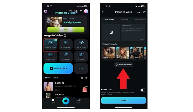 access image to video feature