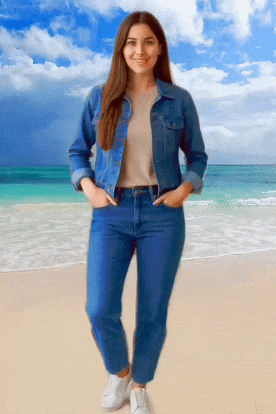 ai bikini video with beach background