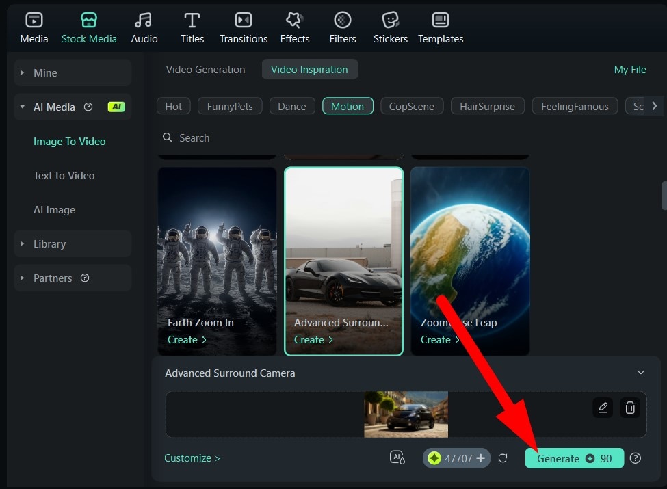 generate camera movement image to video