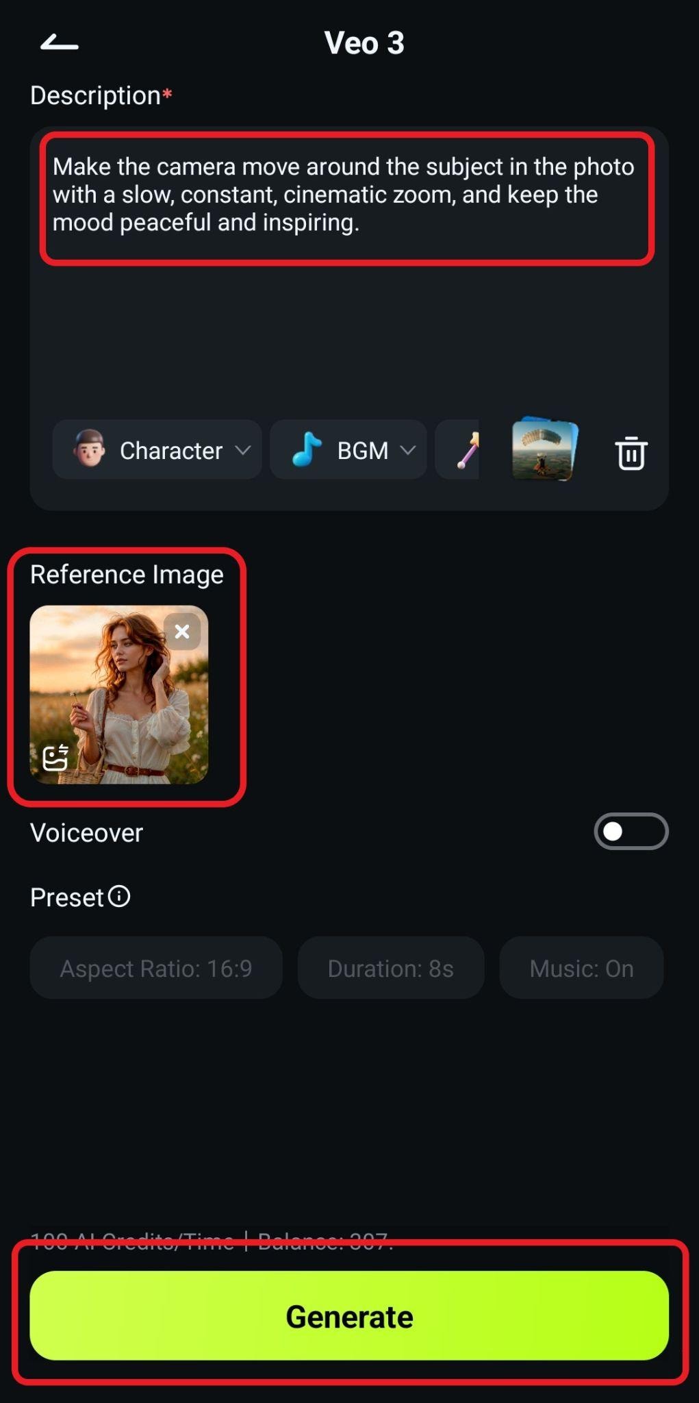 add prompt reference image and generate