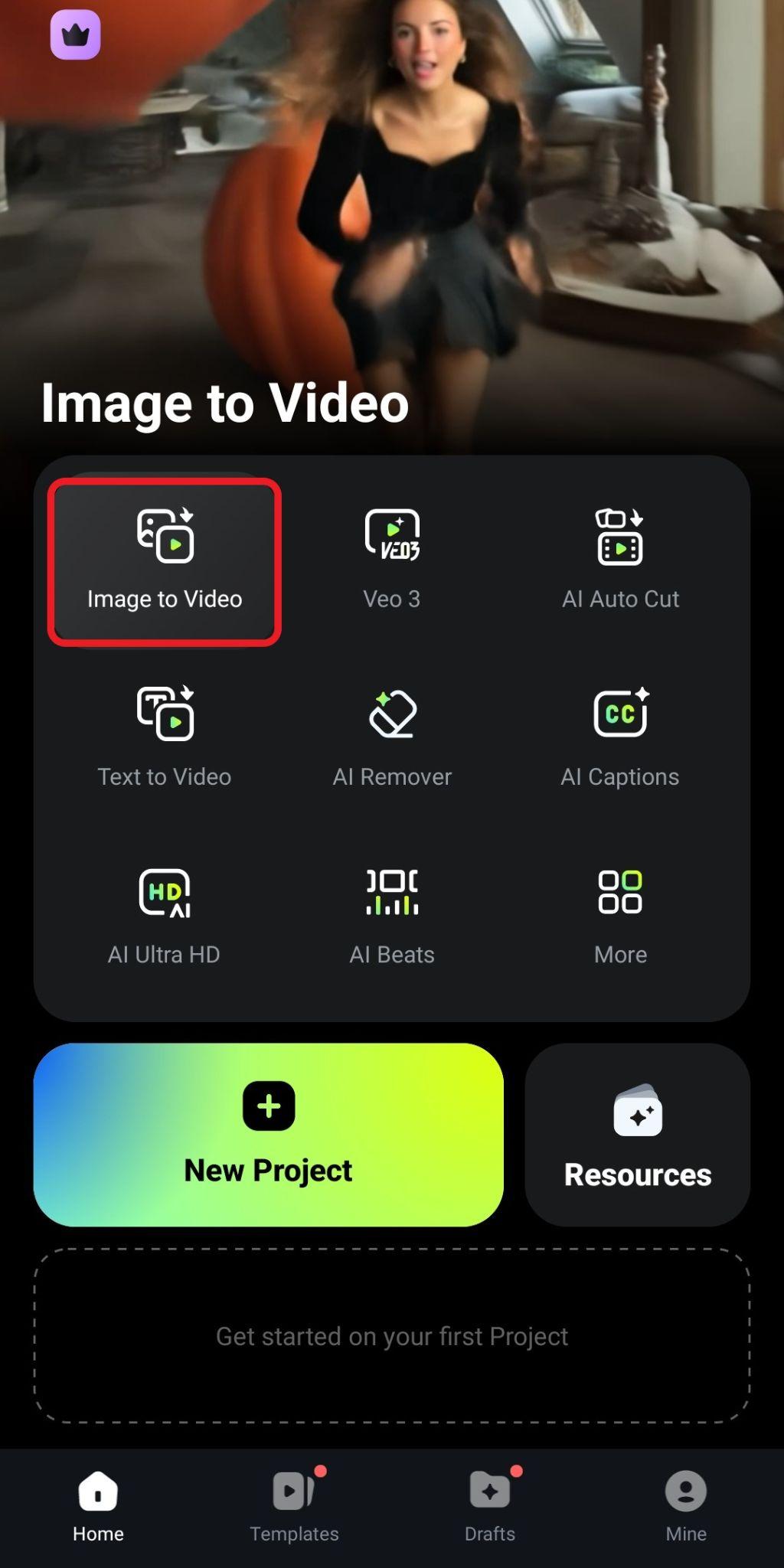 activate image to video feature filmora