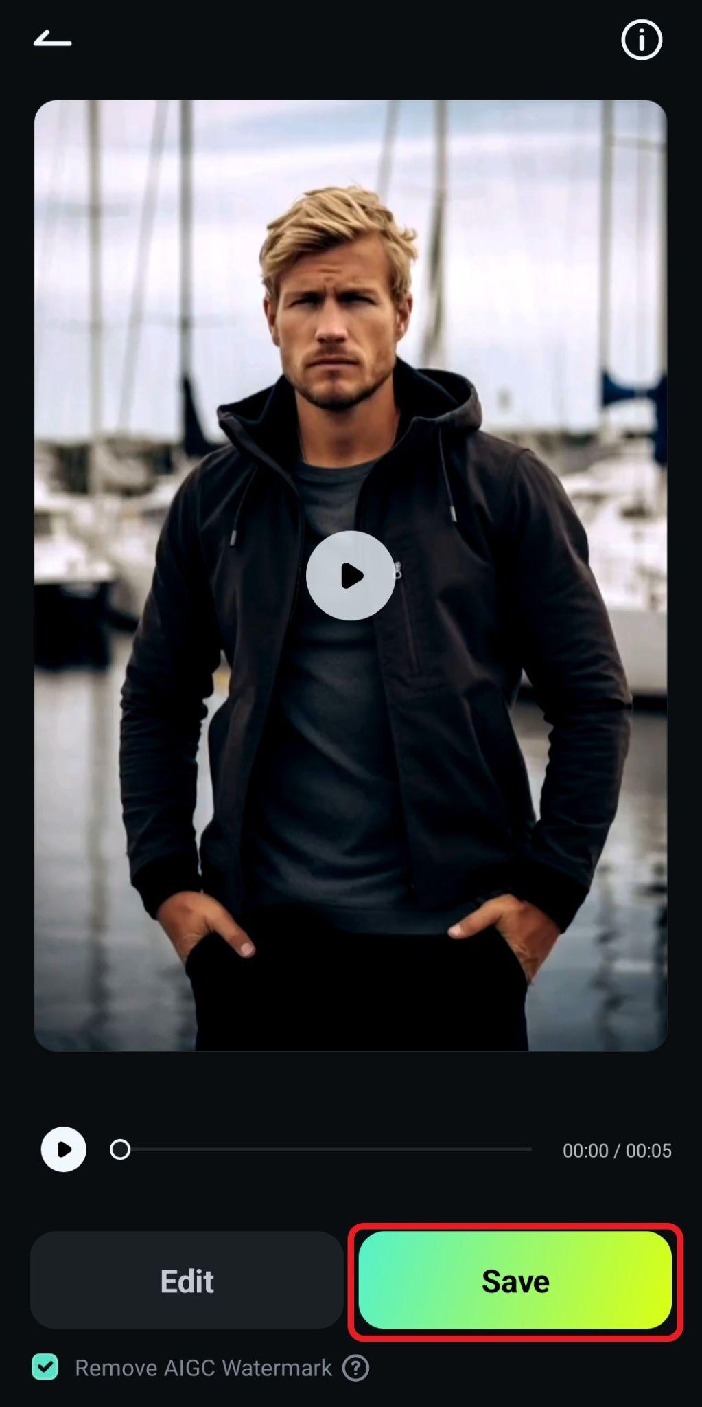save ai image to video project