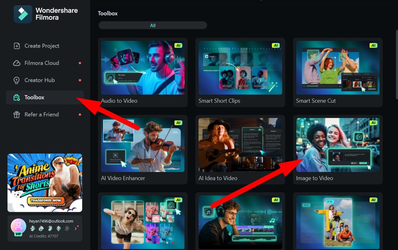go to toolbox image to video