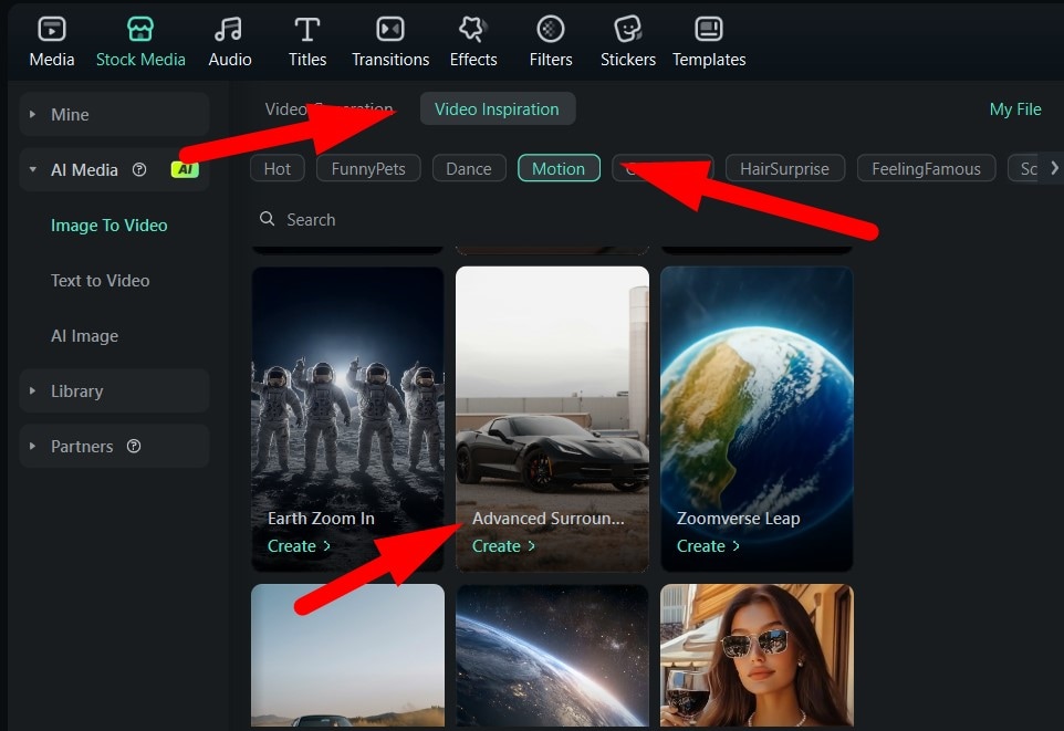 pick advanced surround camera template filmora