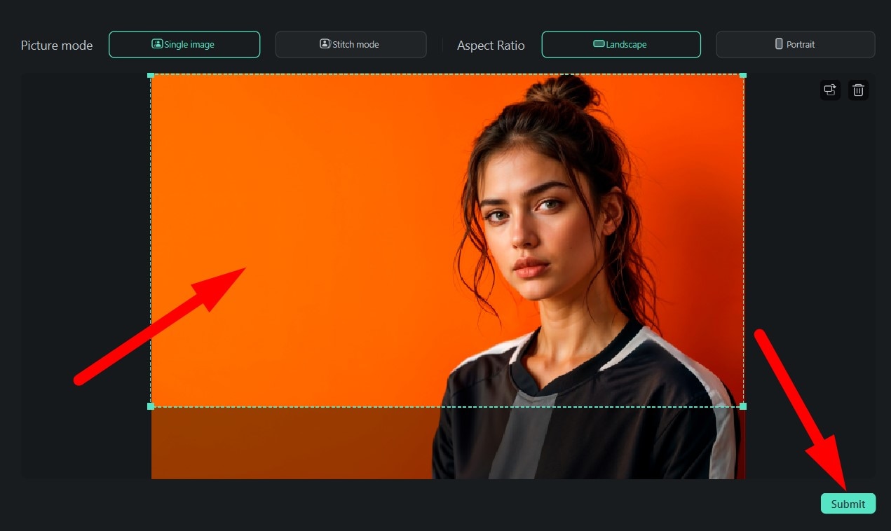 select subject for eye zoom template